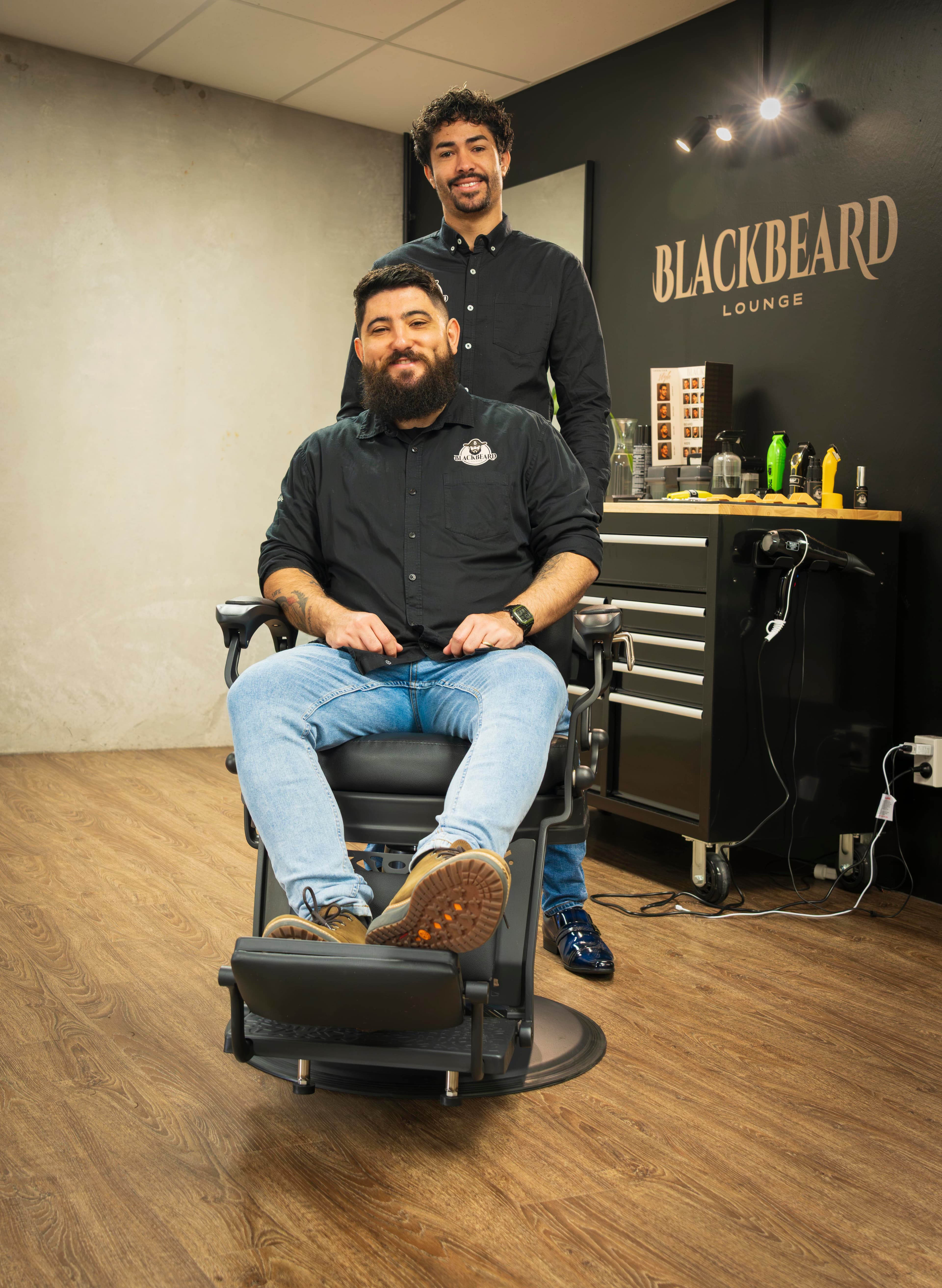 The Blackbeard Lounge barbering team in the shop